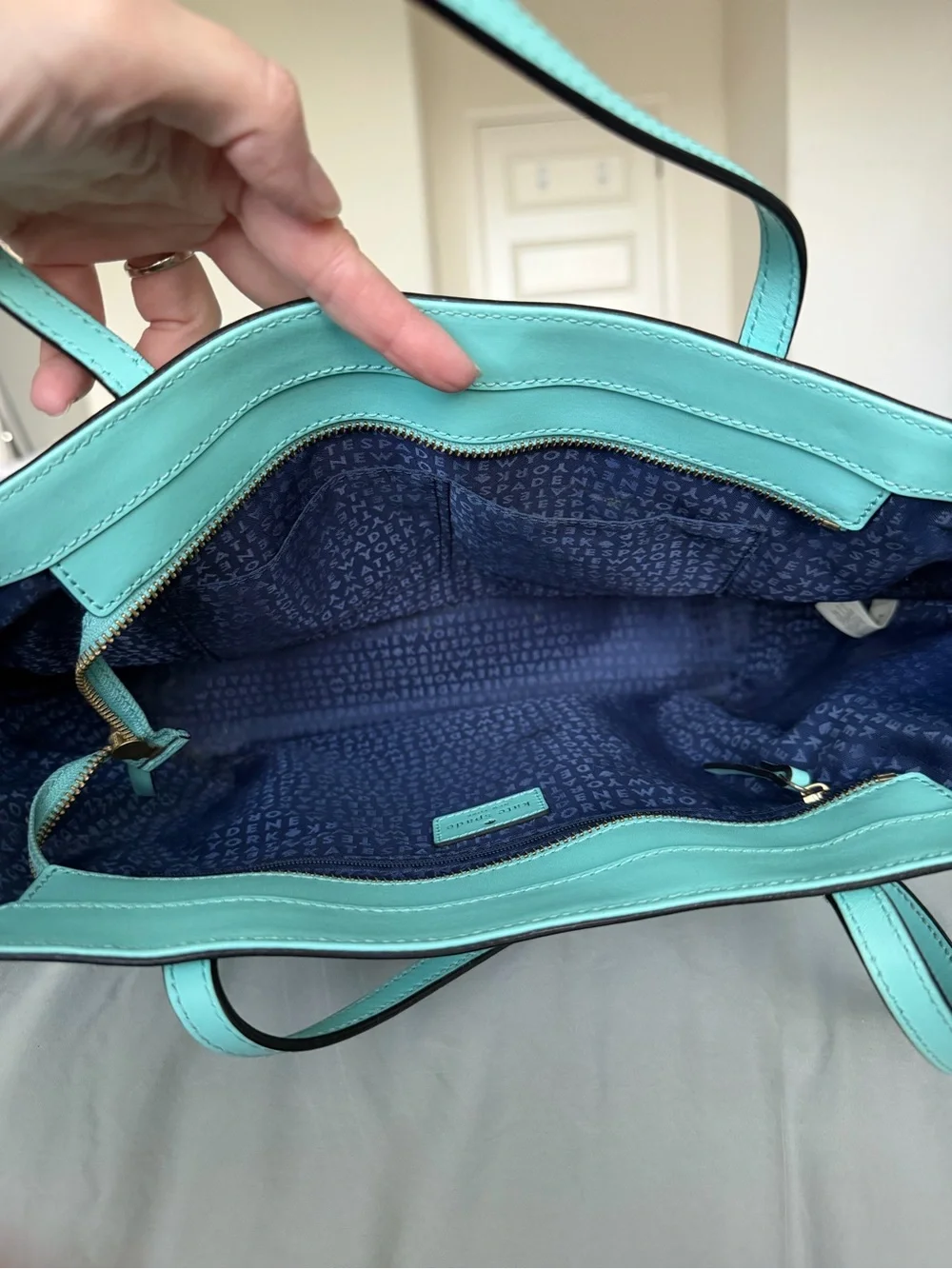Kate Spade Teal Tote Bag - Classic Leather Shoulder Tote